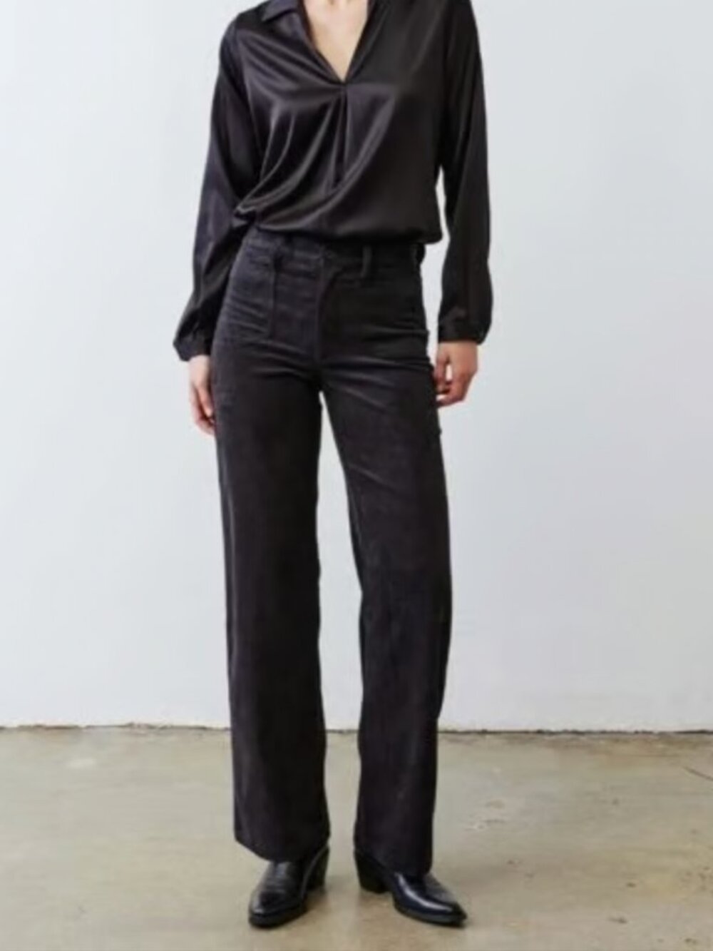 Ruti Black Corduroy High Waist Palazzo Pants Size 6